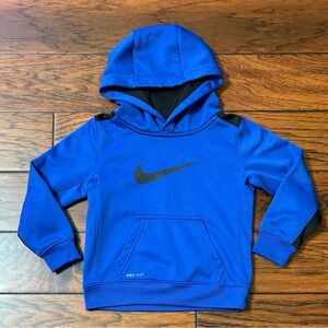 Nike Dri-Fit Blue Black Swoosh Pullover Hoodie Toddle Boys Kids Size 3T